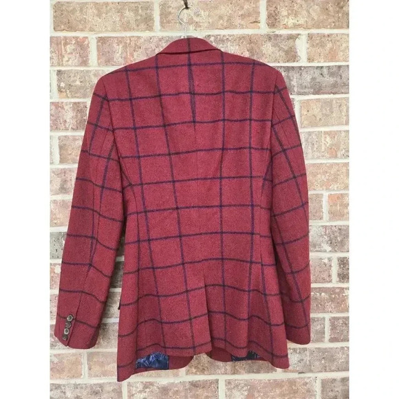 ASOS DESIGN wedding skinny suit jacket in burgundy wool mix check - Picture 5 of 8